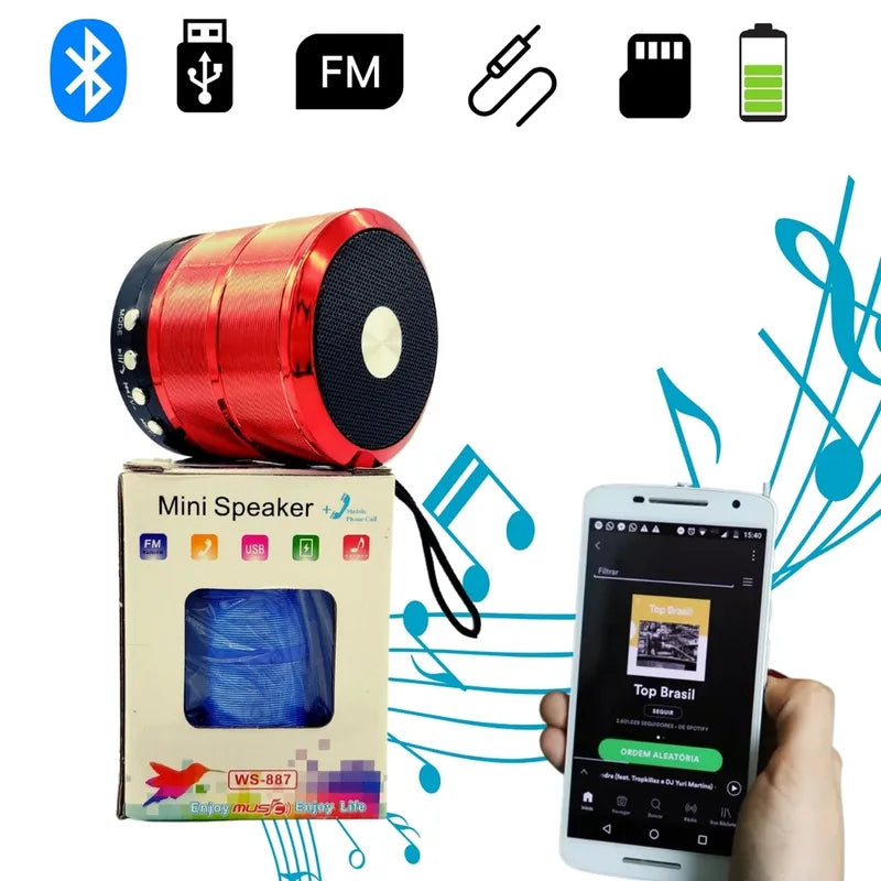 Portable Bluetooth Speaker with FM Radio USB SD Card Rechargable Battery
