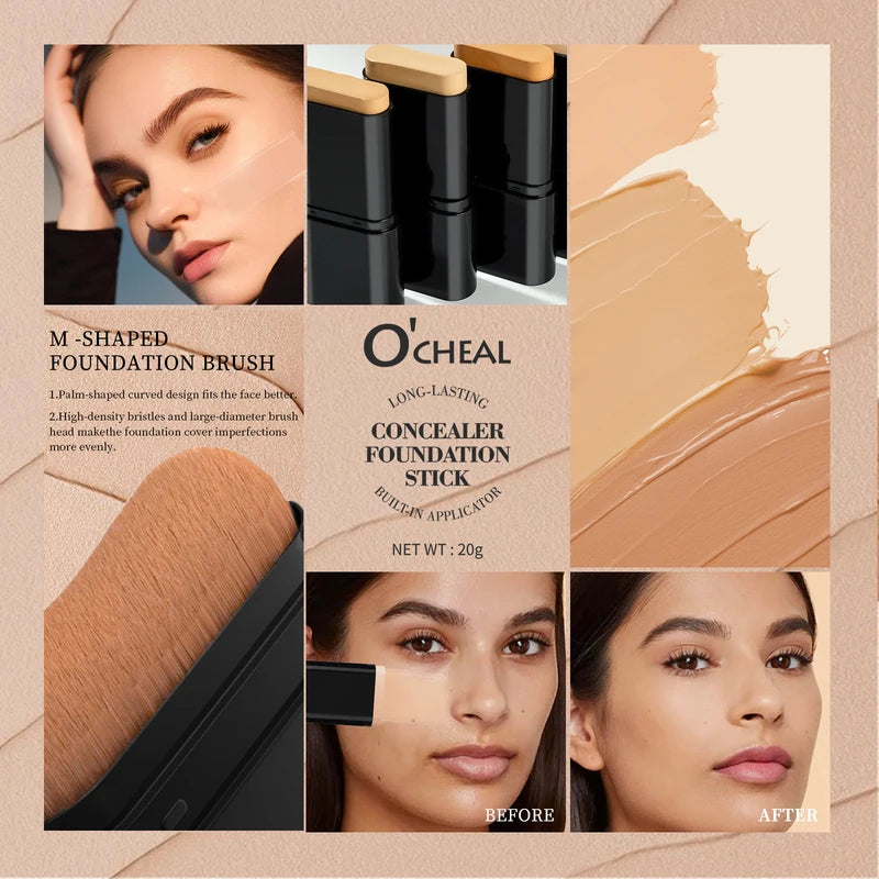 Concealer Foundation Stick - Waterproof Matte Face Makeup for Contouring & Coverage
