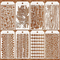 Texture Pattern Painting Stencil Set - 8 Reusable Wall, Wood, Fabric Decor