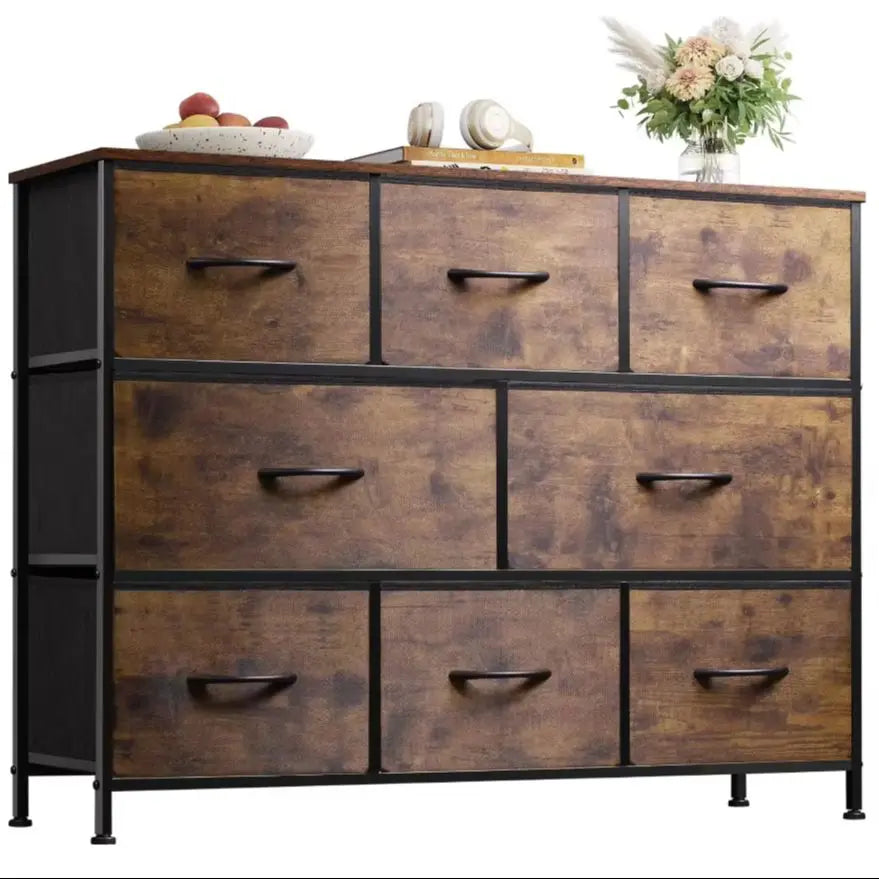 8 Drawer Bedroom Dresser - Wide Storage Chest with Wood Top