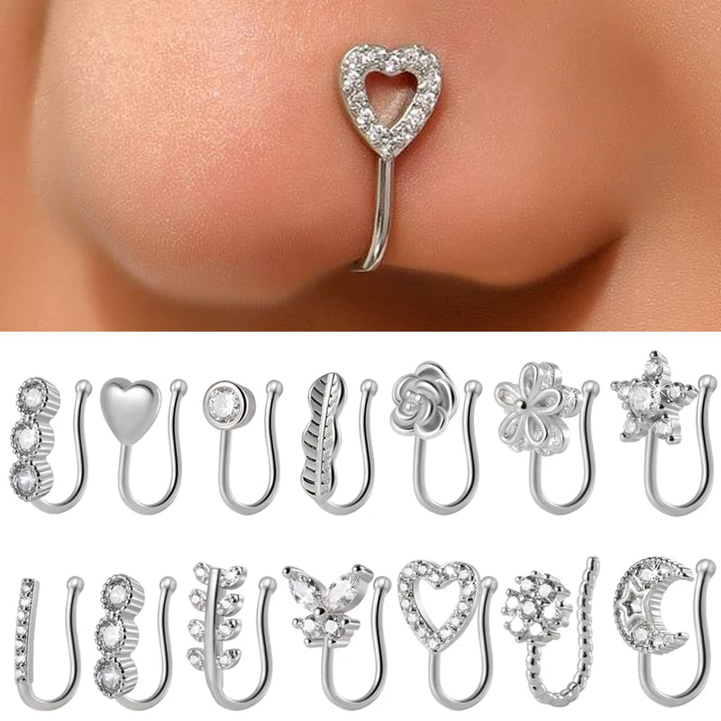 Surgical Steel Nose Ring Hoop C-Shaped Septum Fake Piercing Jewelry for Women