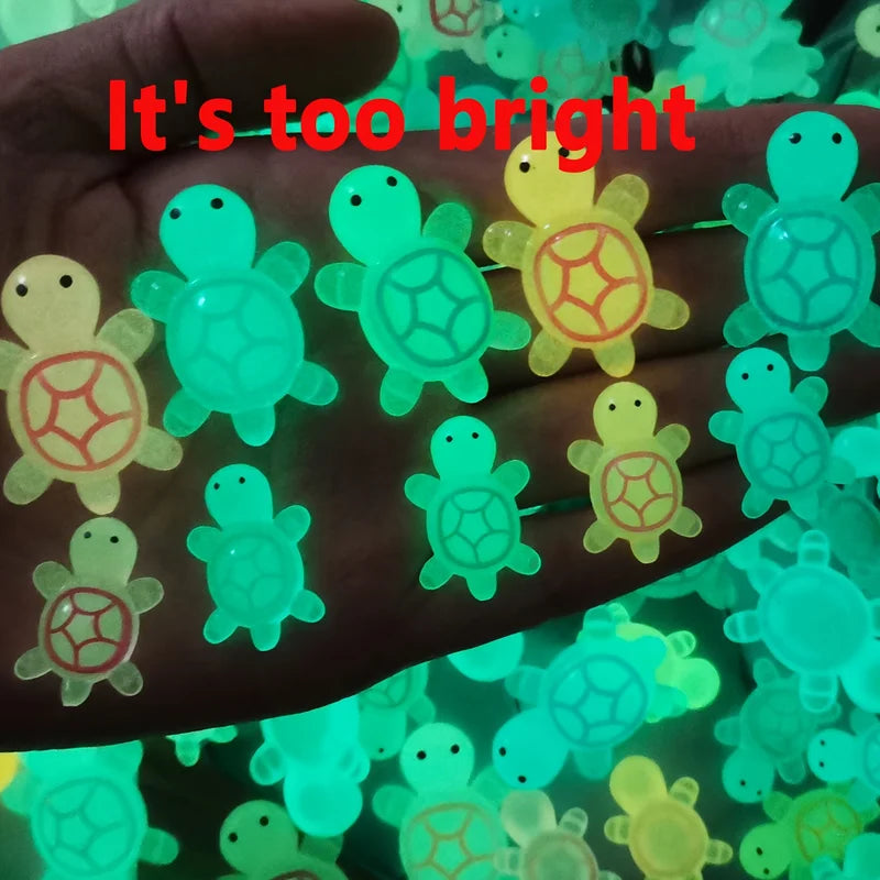 Mini Luminous Turtle Garden Decor Set - Glowing Resin Ornaments for Landscaping & Fish Tanks