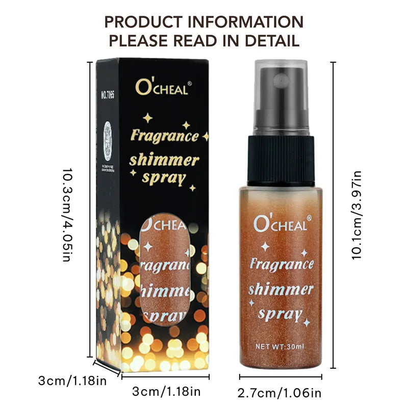 30ml Fragrance Shimmer Glitter Body & Hair Spray - Long Lasting Highlighter