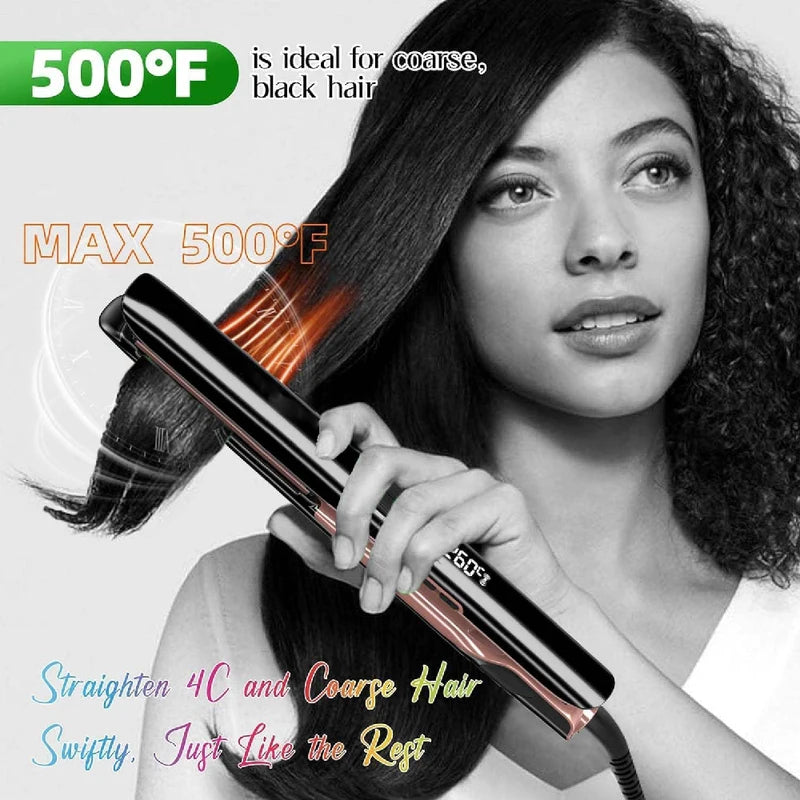 Professional 260°C Plasma Hair Straightener & Curler with Ceramic Plates