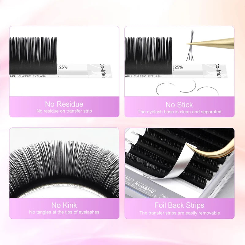 Premium Synthetic Mink Eyelash Extensions - 16 Rows, 7-25mm Mix, Natural & Soft