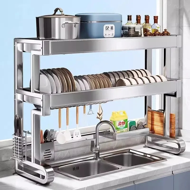 Stainless Steel Over Sink Dish Drying Rack Expandable Counter Organizer