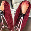 Deep Wave 13x4 HD Lace Front Human Hair Wig - Burgundy 28-34 Inches