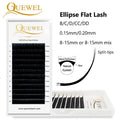 Flat Lash Extensions for Professionals - Ellipse Flat C/D Curl, 0.15/0.20mm, 17mm & More