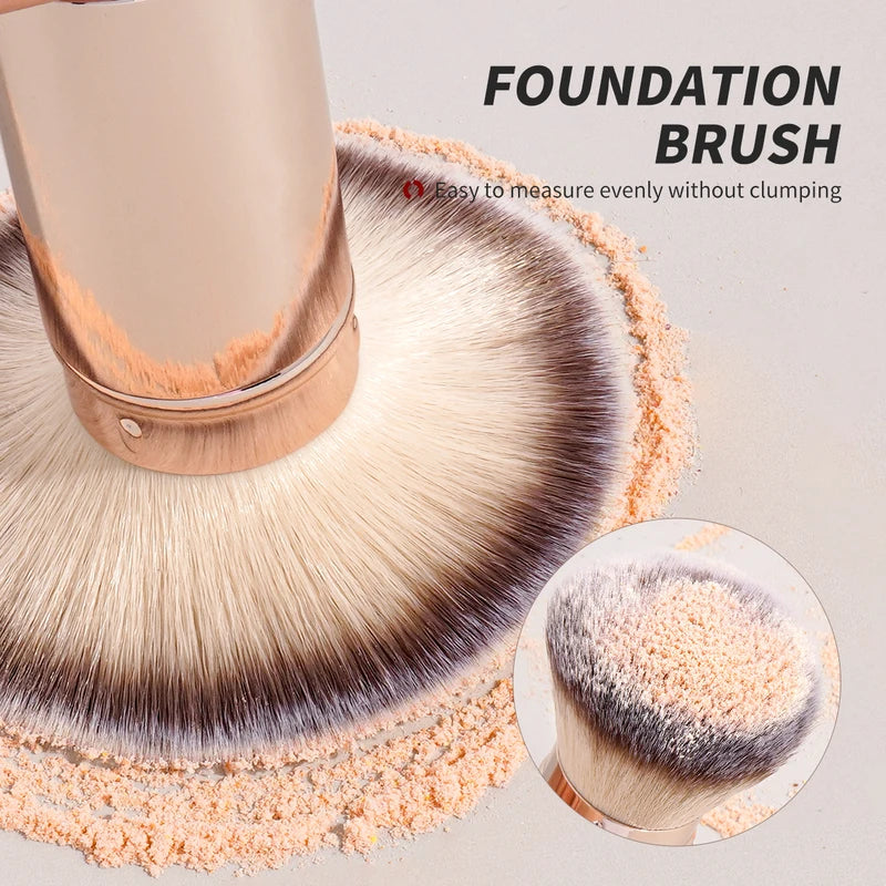 Retractable Foundation Makeup Brush with Cover - Kabuki Powder Blusher Brush for Travel