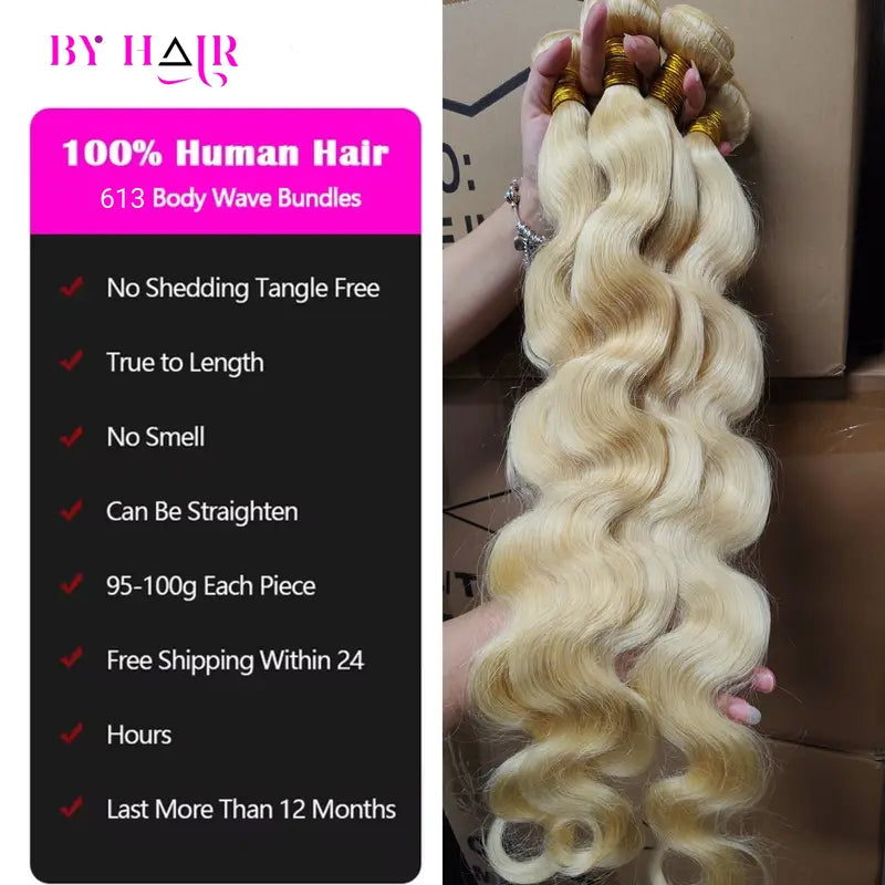 Peruvian Human Hair Extensions - Blonde 613 Body Wave Hair Bundles