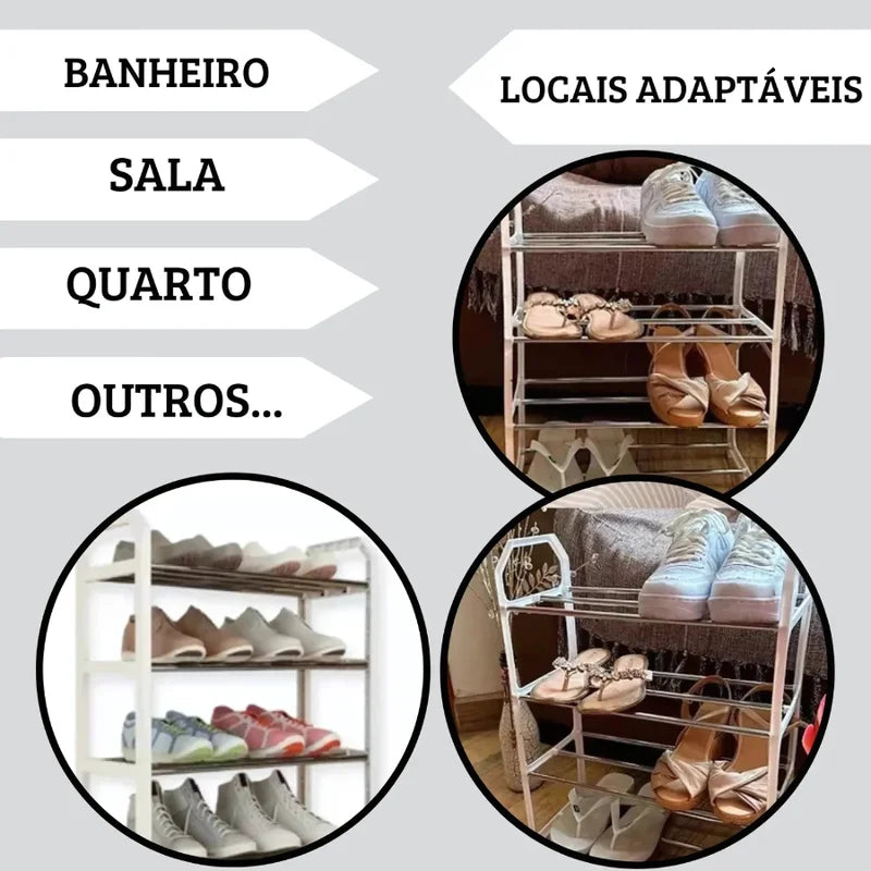 Multi-Color Shoe Organizer 8-10 Pairs, 4-Tier Shoe Rack, Collapsible Storage
