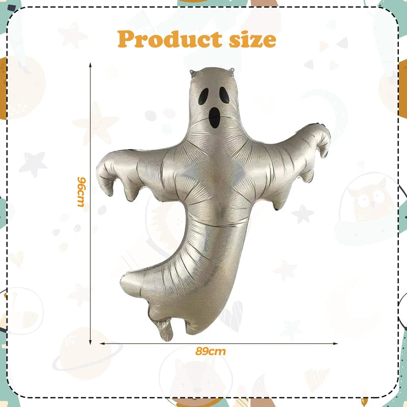 Large Silver Ghost Foil Balloons - Halloween Party Decorations, 2 Pack
