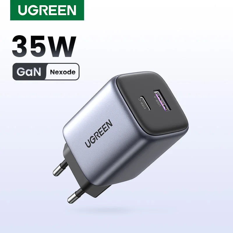 35W GaN USB-C & USB-A Fast Charger for iPhone, Samsung, Xiaomi, iPad Pro - Compact Travel Power Adapter