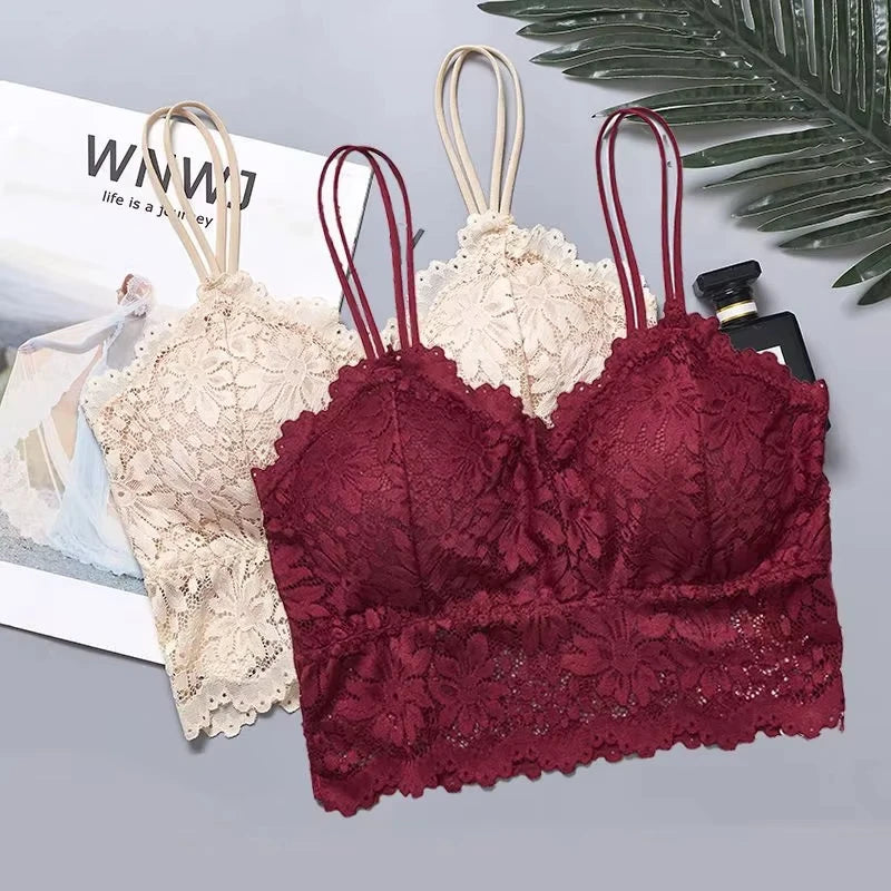 Women’s Lace Bra & Panty Set - Breathable, Comfortable, Removable Support