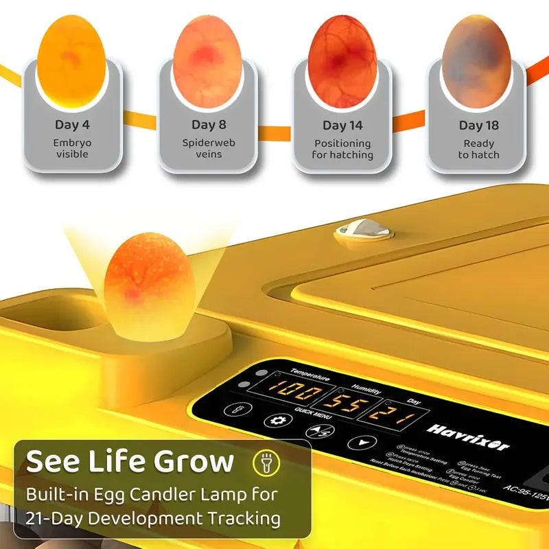 Fully Automatic Egg Incubator for Hatching Chicken Ducks & Geese - Auto Temp Water Turn