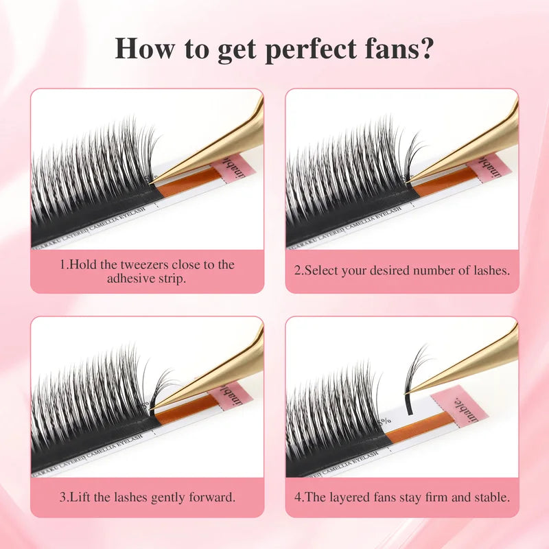 Premade Eyelash Fans for Volume & Fluffy Extensions - Wispy 3D Vision