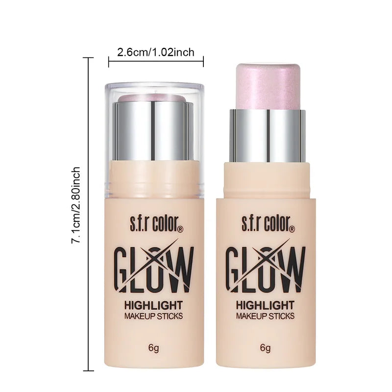 Multicolor Waterproof Long Lasting Face Highlighter Stick for Natural Glow - All Skin Tones