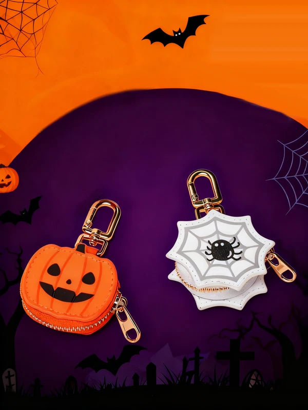 Halloween Coin Purse Bag Charm Pack - Cute Pumpkin Pendant Keychain Accessories