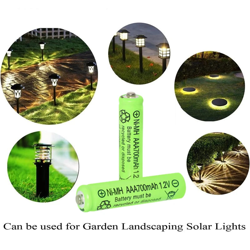 Rechargeable 1.2V AAA Ni-MH Batteries 700mAh for Remote Controls, Toys, Solar Lights