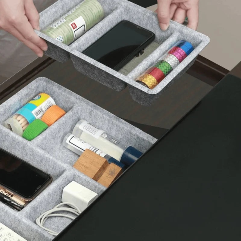 Felt Drawer Organizer Tray - Multi-Compartment Storage Box for Vanity, Office, Kitchen