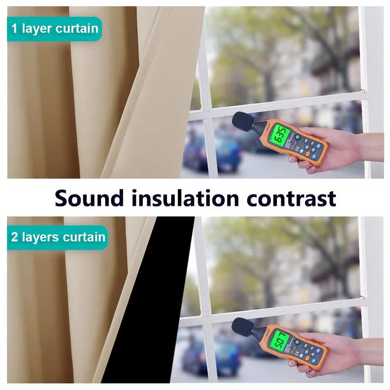 Blackout Curtains for Living Room & Bedroom, 3-Layer Insulated Thick Window Drapes