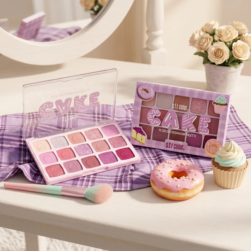15 Shades Eyeshadow Palette with Matte, Shimmer & Glitter - Pink & Neutral Tones