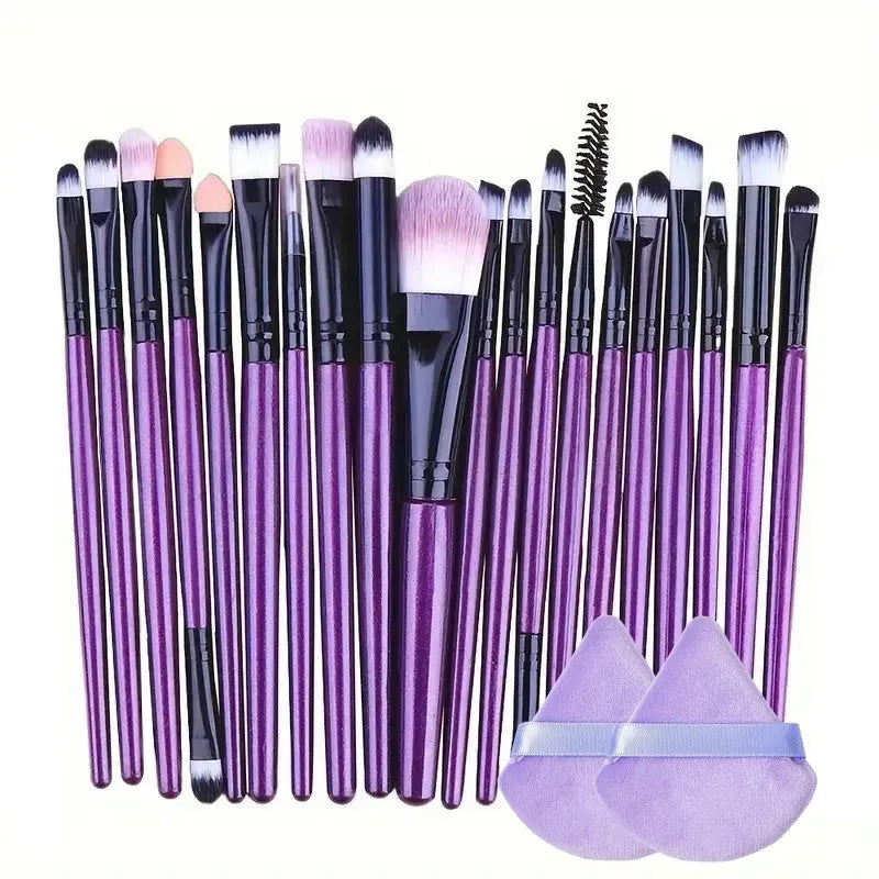20-Piece Makeup Brush Set with Eyeliner, Blending & Foundation Brushes