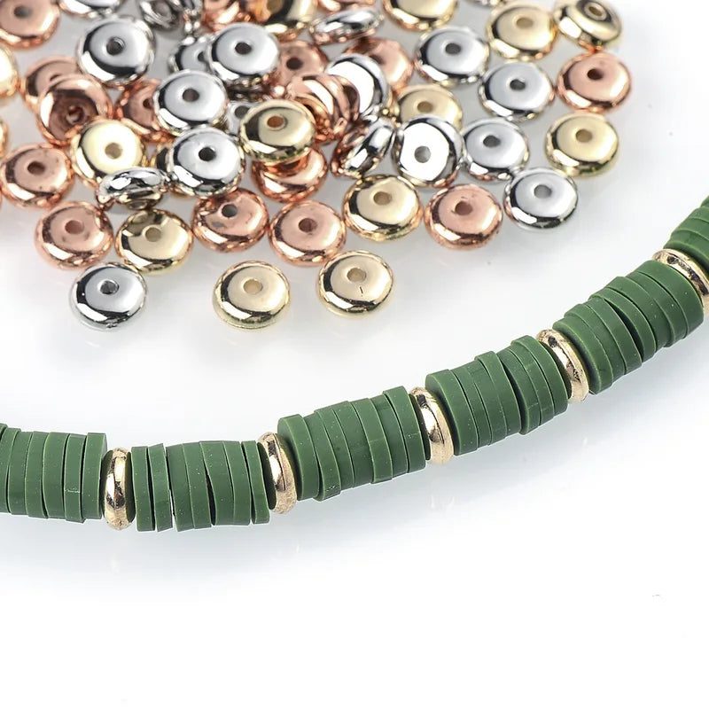 200Pcs Mixed Color 6mm Bead Spacer Wheel Charm for DIY Jewelry Making