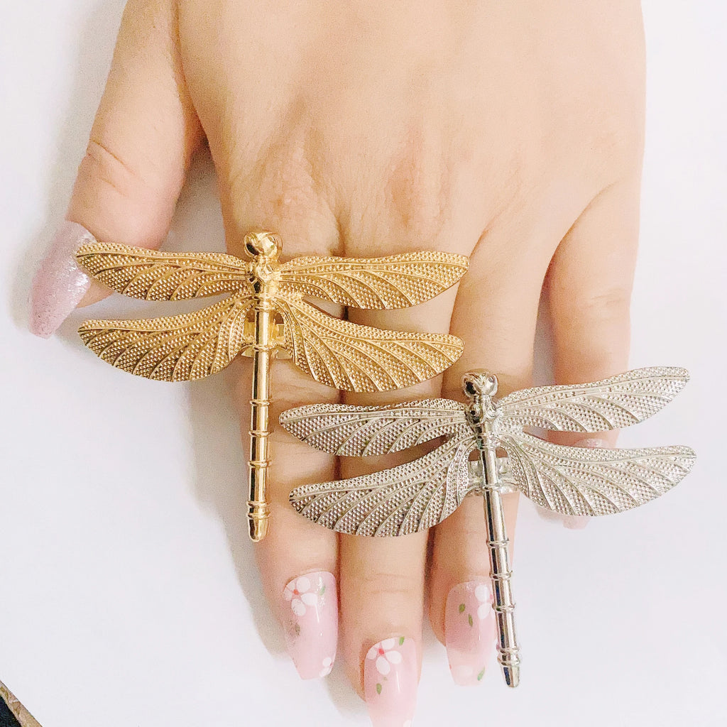 Big Gold Plated Women's Ring Set with Assorted Shapes & Elements – Adjustable Jewelry Gift