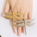 Big Gold Plated Women's Ring Set with Assorted Shapes & Elements – Adjustable Jewelry Gift