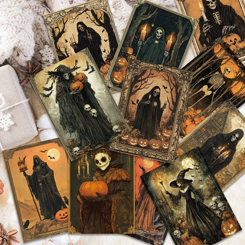 Vintage Halloween Postcards Set - Horror Pumpkin Collectible & Mailable Gifts