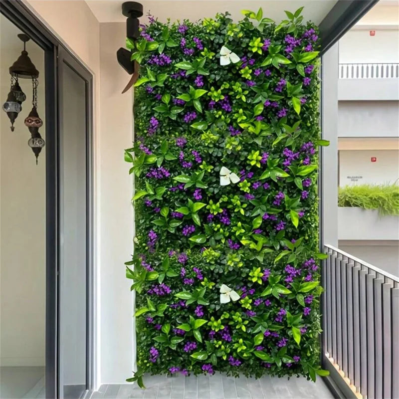 Hanging Plant Wall Panel with Greenery and Flowers for Indoor Outdoor Decor
