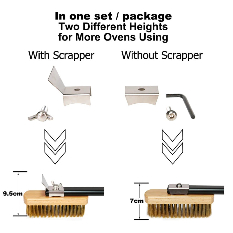 Long Handle Pizza Oven Cleaning Brush with Copper Bristles - 21 Inch Aluminum Handle