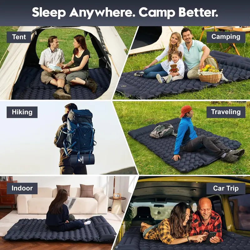 Foldable Outdoor Inflatable Mattress - Warm, Ultra-Wide, Thick, Lightweight Double-Use Camping Bed