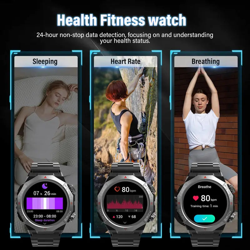 Men's Smart Watch 1.39-inch HD Touchscreen Waterproof Fitness Tracker with Heart Rate & 110+ Sports Modes