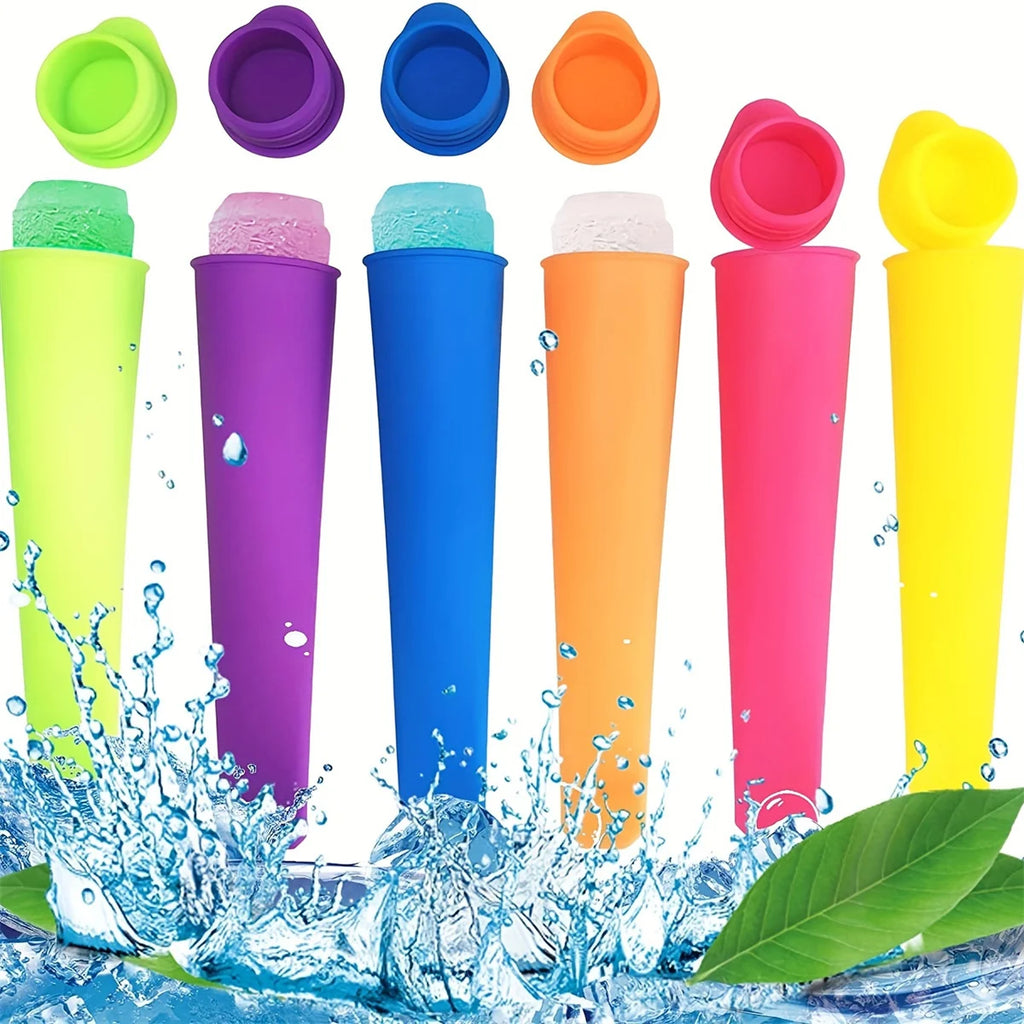 6-Pack Reusable Silicone Ice Pop Molds for Homemade Lollies and Frozen Desserts