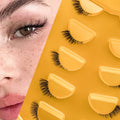 Natural Short Eyelashes with Transparent Strips - 5 Pairs, 3-10mm Eyelash Extensions for Daily Wear