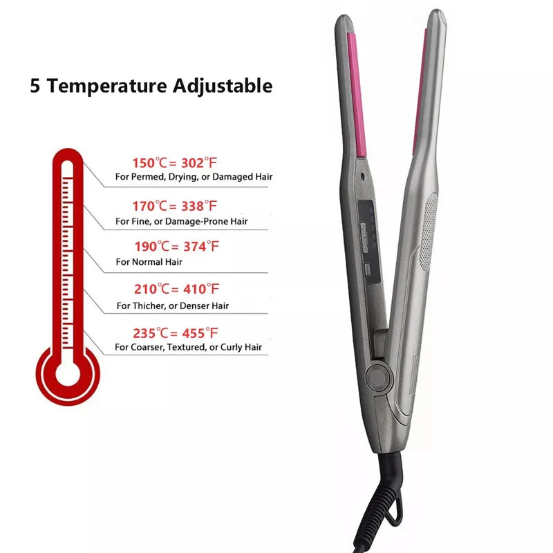 Mini Flat Iron Hair Straightener and Curling Iron for Beard & Hair - Titanium Plate, Adjustable Temperature
