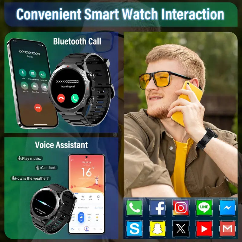 Men's Smart Watch 1.39-inch HD Touchscreen Waterproof Fitness Tracker with Heart Rate & 110+ Sports Modes