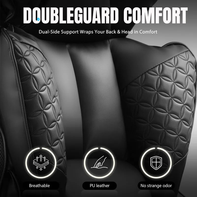 Ergonomic Leather Office Chair with Footrest & Adjustable Armrests