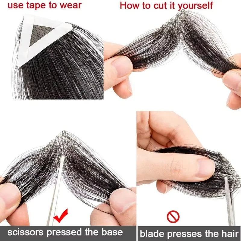 Invisible Hair Topper for Small Thinning Areas - Triangular PU Base, Human Hair, Discreet Cover for Hair Loss