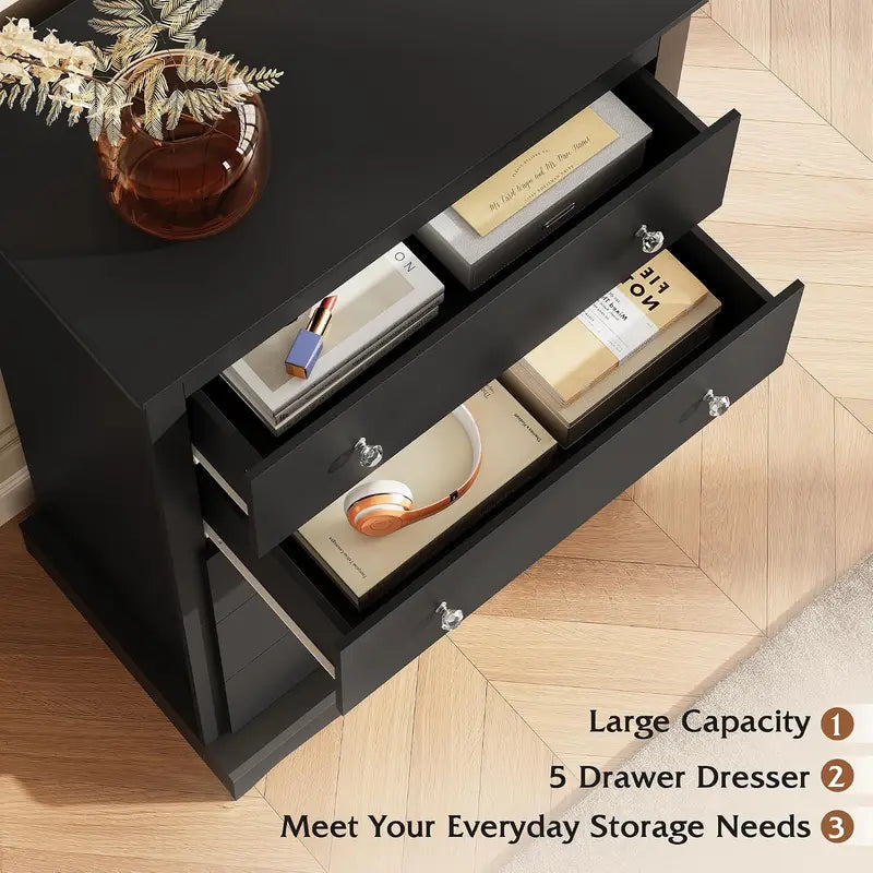 5-Drawer Dresser with Anti-Tip Safety, Large Capacity Modern Bedroom Storage