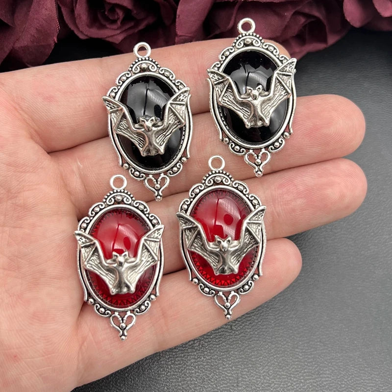 4pcs Gothic Vampire Bat Silver Plated Charm Pendants for Jewelry Making Halloween