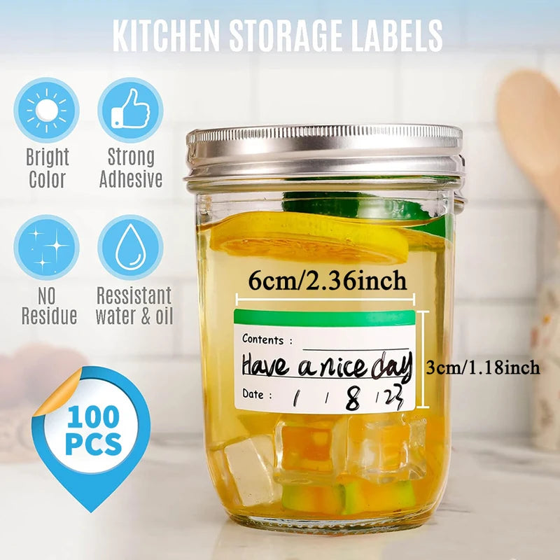 100 Pcs Food Storage Labels - Removable Freezer & Fridge Stickers, Meal Tags