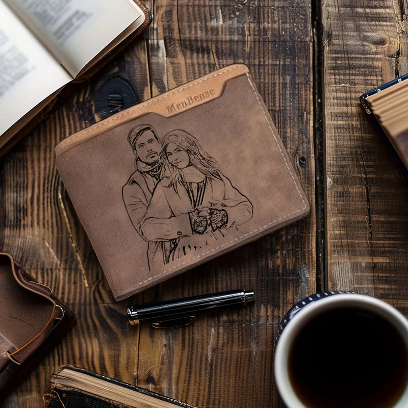 Personalized Photo Wallet for Men - Custom Engraved Picture Wallet Gift