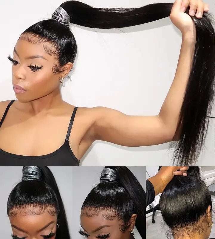 Full Lace Glueless Wig 30 Inch Straight Human Hair 250 Density Invisi Strap