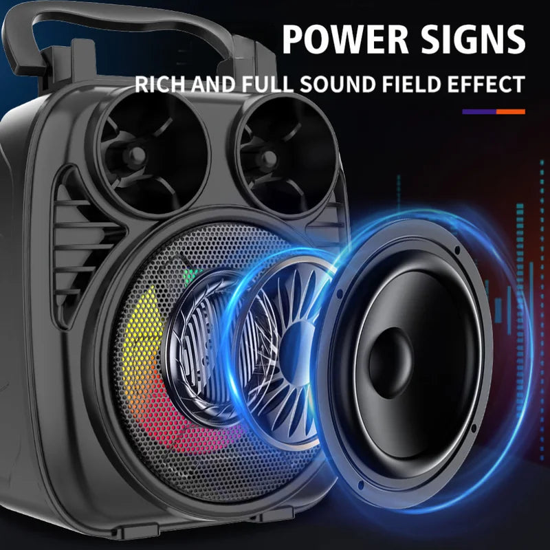 Portable Bluetooth Speaker with LED Lights, FM Radio & SD Card
