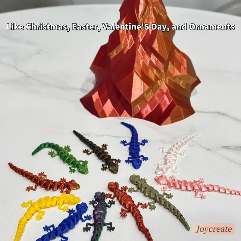 30 Pcs Colorful 3D Printed Movable Joint Lizard Reptile Decorations