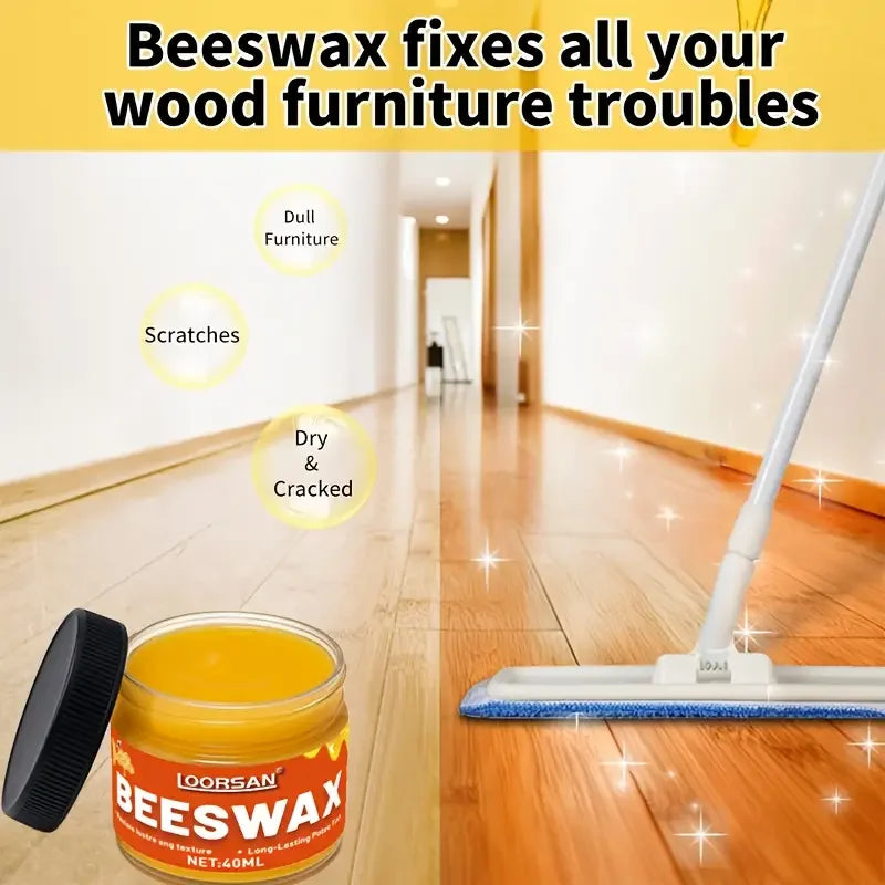 Natural Beeswax Wood Polish for Furniture and Floor Care - Restores Shine & Protects Solid Wood