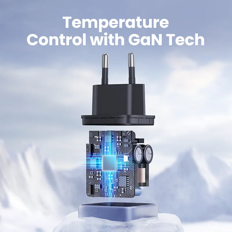 35W GaN USB-C & USB-A Fast Charger for iPhone, Samsung, Xiaomi, iPad Pro - Compact Travel Power Adapter